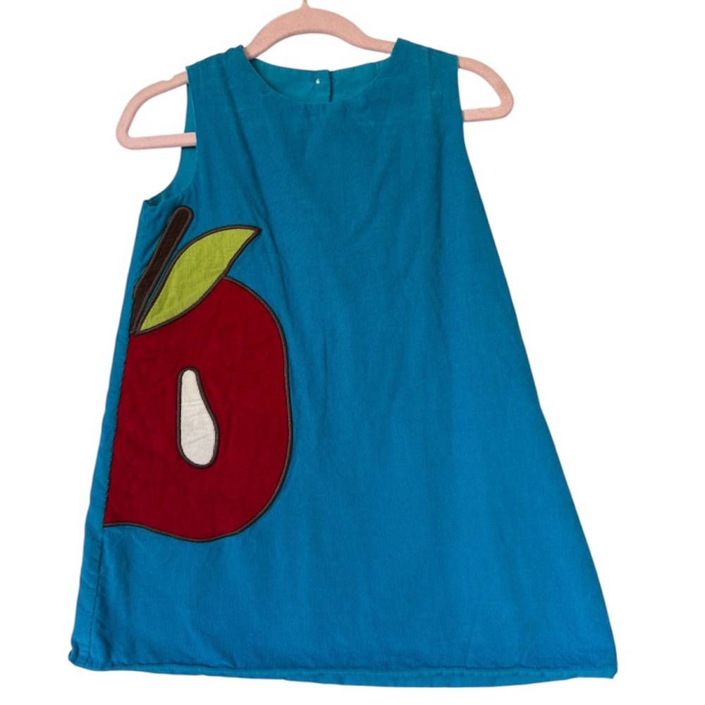 Little English trapeze dress 🍎 corduroy Apple appliqué 4T 2014